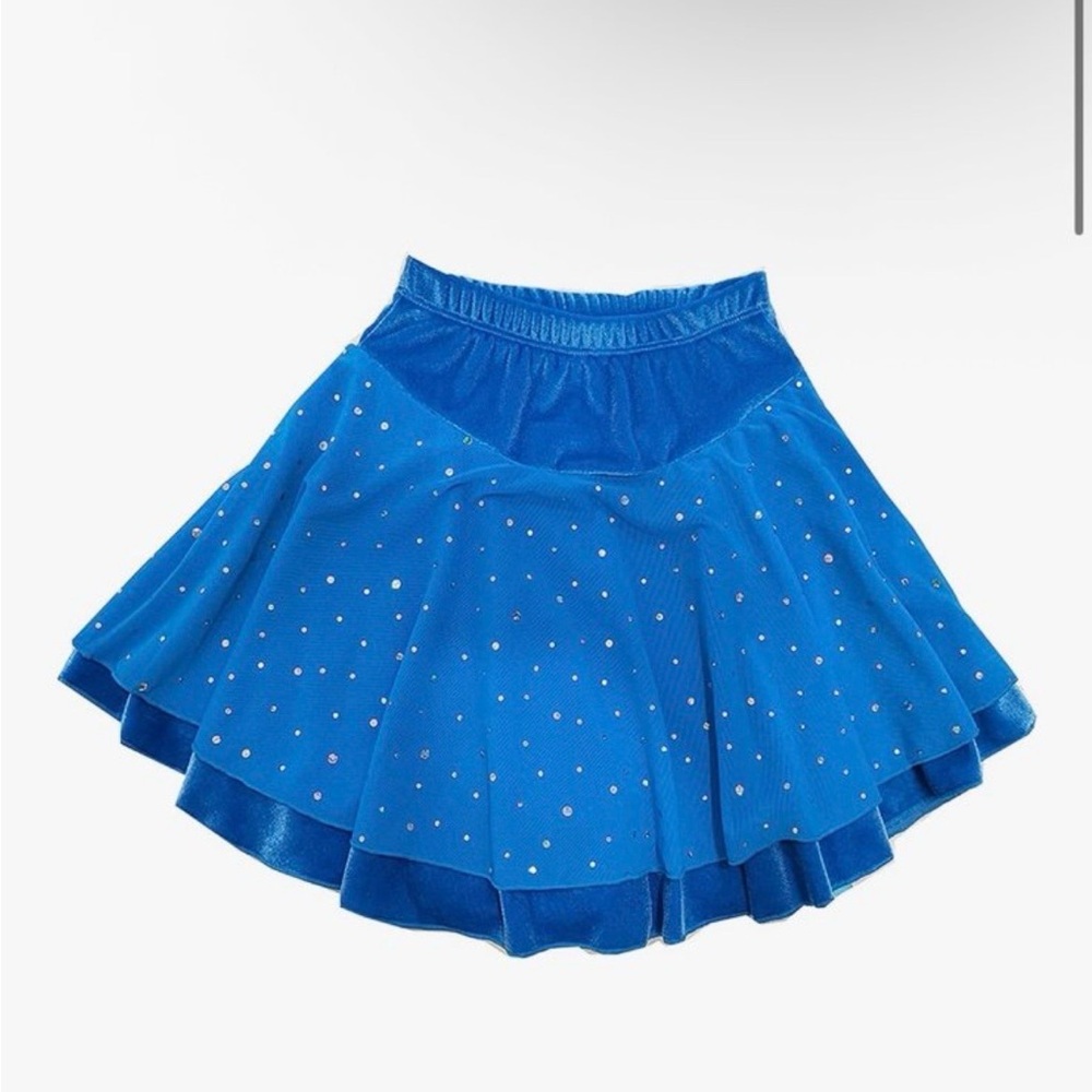 Figure skating removable padded skirt blue with sparkles girls 8/10 ice skating